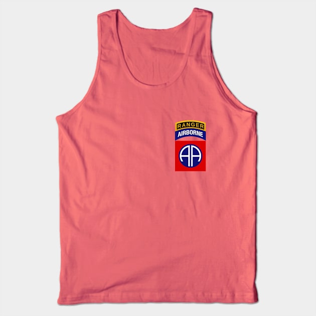 82nd Airborne Ranger Tab - Side of Chest Tank Top by Desert Owl Designs